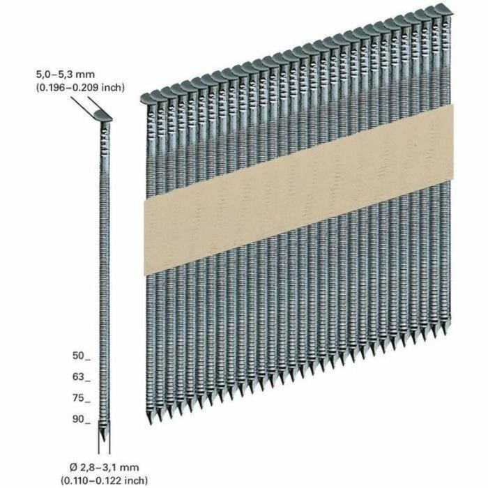 Metabo MET4061792235144 Clavos D34° fijados sobre papel 2,8 x 75 mm clase 2 1