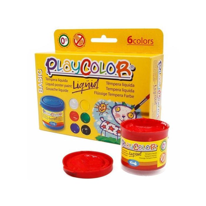 Playcolor Set 6 Botes Témpera Líquida Básic 40 mL C-Surtidos