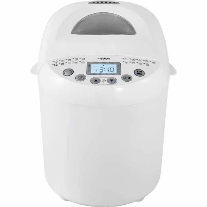 Medion 50073723 Máquina de Hacer Pan, 550 W, 19 Programas, Hublot, Blanco