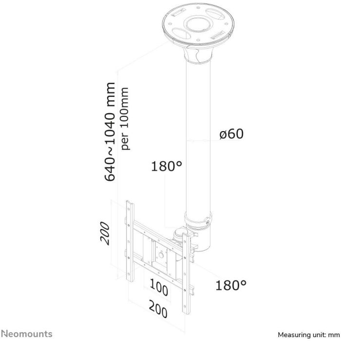 Deckenhalterung für Flachbildschirme/Fernseher bis 40" (102 cm) 20KG FPMA-C200 Neomounts /Silver 6 Deckenhalterung für Flachbildschirme/Fernseher bis 40" (102 cm) 20KG FPMA-C200 Neomounts /Silver 6