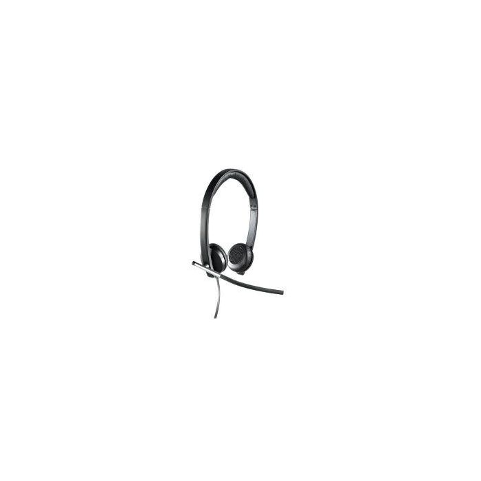 Logitech Auriculares con Micrófono H650E, Cancelación de Ruido, Compatibles con Skype, USB