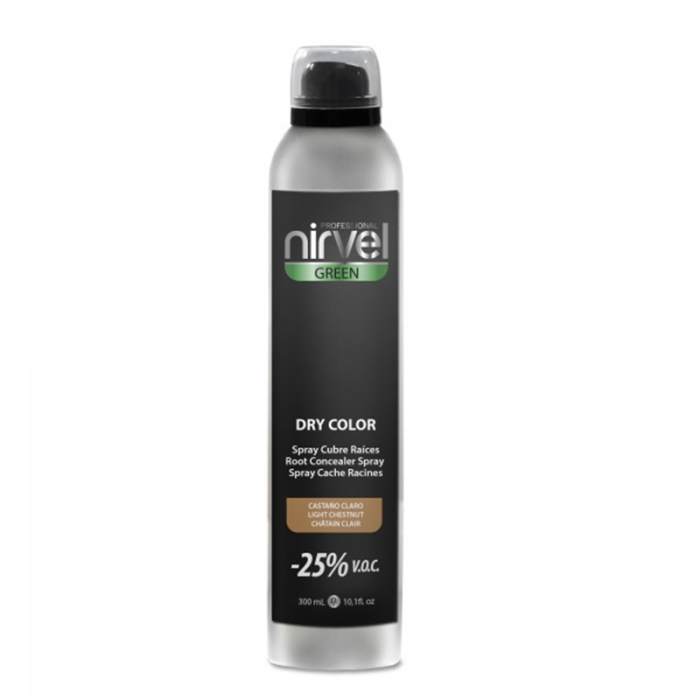 Nirvel Cubre Raíces Spray Castaño Claro 300 ml para Disimular Canas Temporalmente y Dar Cuerpo al Cabello