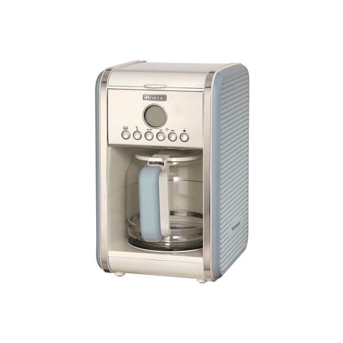 Ariete 1342/05 Cafetera de Goteo Vintage Azul para 4 a 12 Tazas con Temporizador y Pantalla LCD
