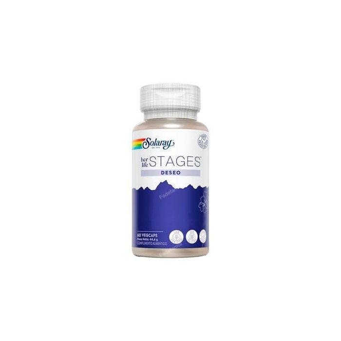 SOLARAY Deseo Stages: Apoyo al Deseo Sexual Femenino con Ashwagandha y Fenogreco, 60 Cápsulas Veganas