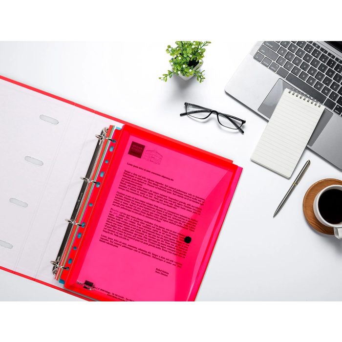 Liderpapel 36669 Carpeta Dossier Broche Polipropileno Din A4 Pack 5 Colores Surtidos Transparente Multitaladro 8