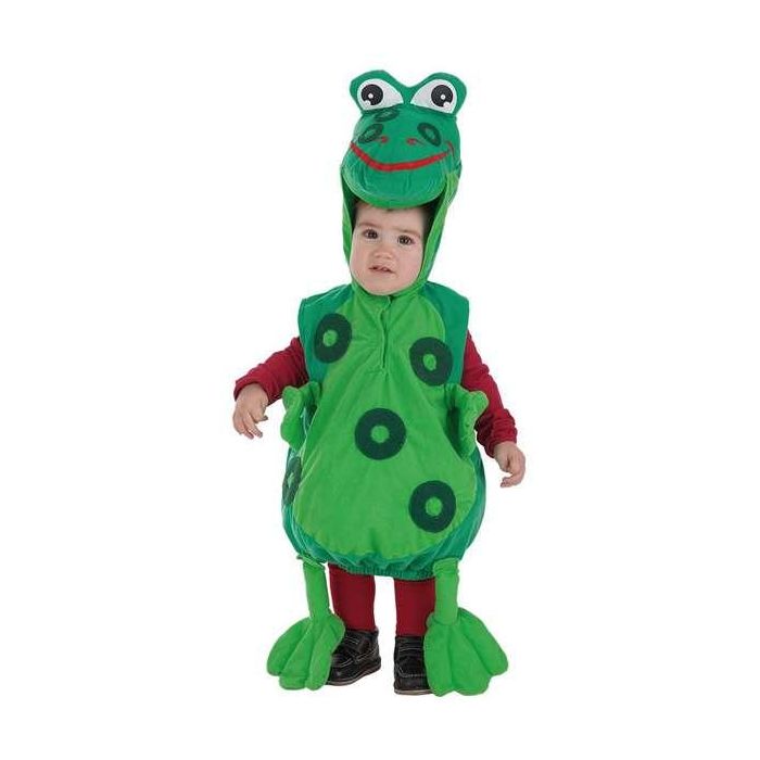 Creaciones Llopis Disfraz Bebé Rana con Capucha y Patitas para Niños 0-12 Meses (0 a 6 meses de ropa) Halloween/Carnaval
