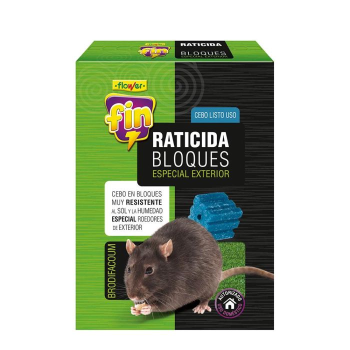Flower Raticida en Bloques 250 g - Cebo Brodifacoum para Ratas y Ratones Resistentes Especial Exterior
