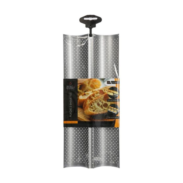 5Five Moldes perforados para baguette 38 x 16 cm Pack 2 uds Aluminio 1