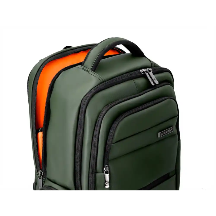 Antartik Mochila Volt Verde Militar, 5 Compartimentos, 23L, 450x180x330 mm, Interior Naranja, Repelente al Agua 6