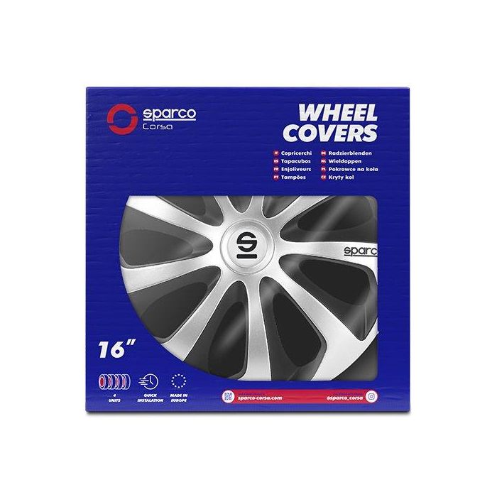 Sparco Tapacubos Sicilia Bicolor 16" Plata-Negro Cs5 SPC1673SVBK 4 Unidades 1