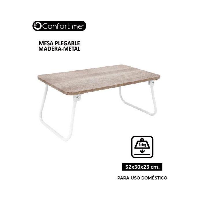 Mesa de Madera Plegable Metal Blanco 52x30x23 cm - Confortime (6 Unidades) 1 Mesa de Madera Plegable Metal Blanco 52x30x23 cm - Confortime (6 Unidades) 1