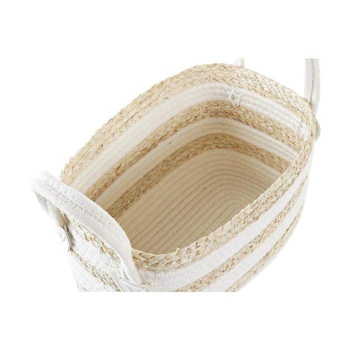 Cesta DKD Home Decor Blanco Beige 16 x 19 x 33 cm 2