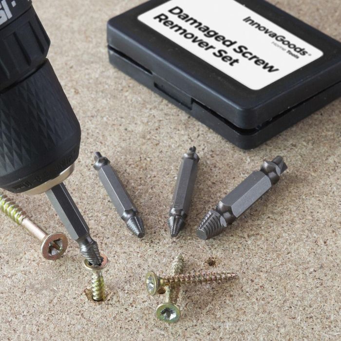 Brocas para Extraer Tornillos Dañados InnovaGoods 4 Unidades 6 Brocas para Extraer Tornillos Dañados InnovaGoods 4 Unidades 6