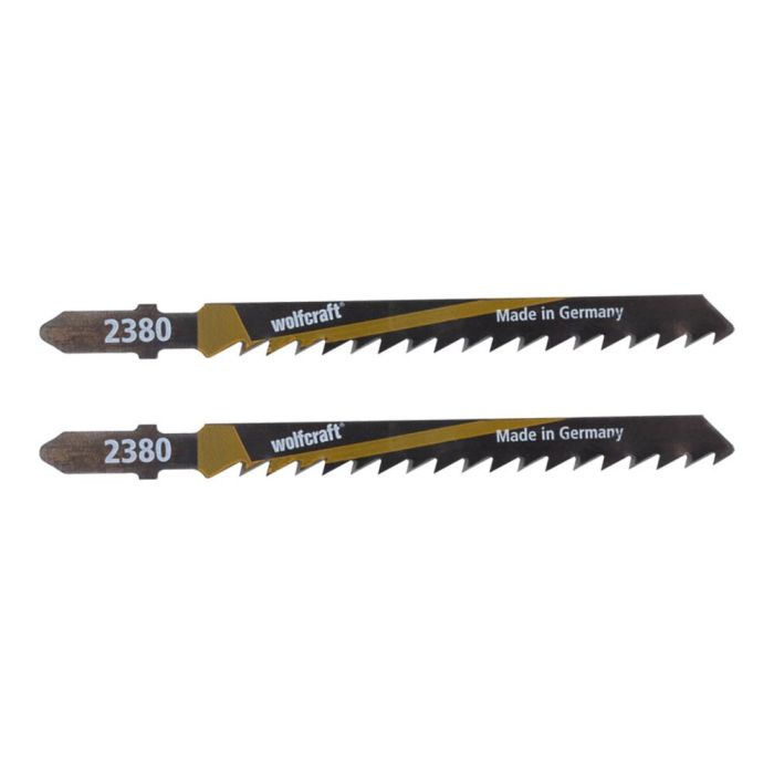 Wolfcraft Hoja de sierra de calar HCS 100 mm, vástago T, para madera corte basto, 2 unidades Wolfcraft Hoja de sierra de calar HCS 100 mm, vástago T, para madera corte basto, 2 unidades