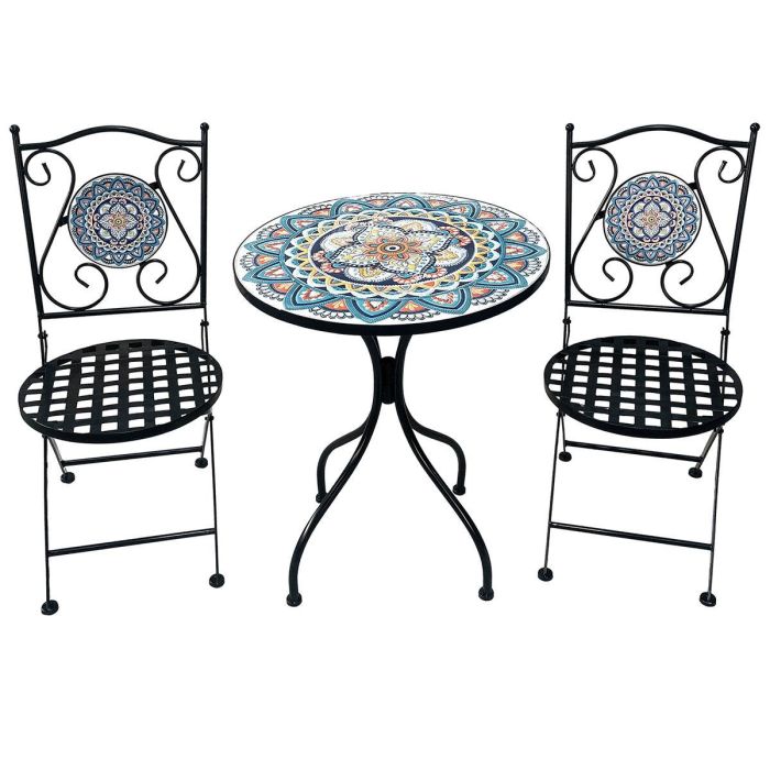 Conjunto de Mesa con 2 Sillas Alexandra House Living Multicolor 60 x 71 x 60 cm Mosaico