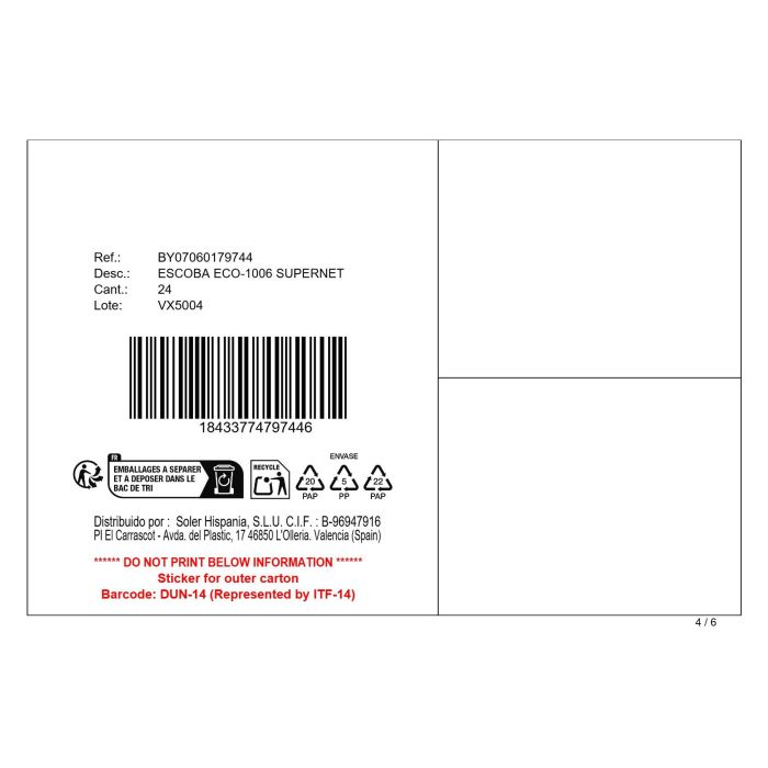 Inde Escoba Eco-1006 Supernet, Dimensiones 38.7 x 9.2 x 10.5 cm, Peso 8.66 kg (24 Unidades) 5