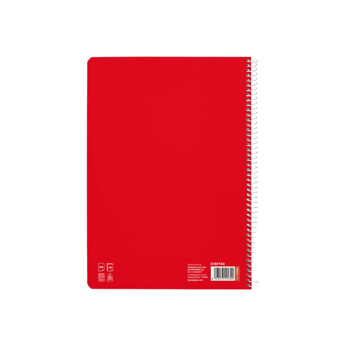 Liderpapel Cuaderno Pautaguía Espiral A4 Tapa Dura 80 Hojas 90 gr Cuadro Pautado 3mm Rojo 2