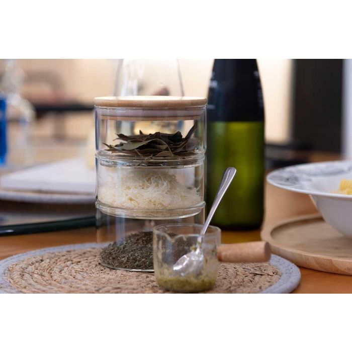 Tarro Marrón Transparente Bambú Vidrio de Borosilicato (1200 ml) 4 Tarro Marrón Transparente Bambú Vidrio de Borosilicato (1200 ml) 4