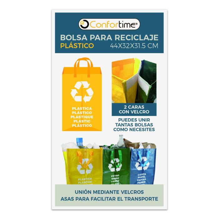 Confortime Bolsa Rafia Reciclaje Plastico 44 cm x 32 cm x 0.5 cm (24 Unidades)