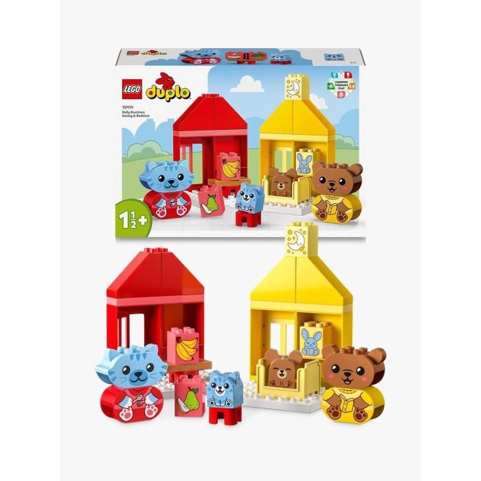 LEGO 10414 DUPLO My First: Mis Rituales Diarios - Hora de Comer y Dormir, Juguete Social con 4 Figuras de Animales 12