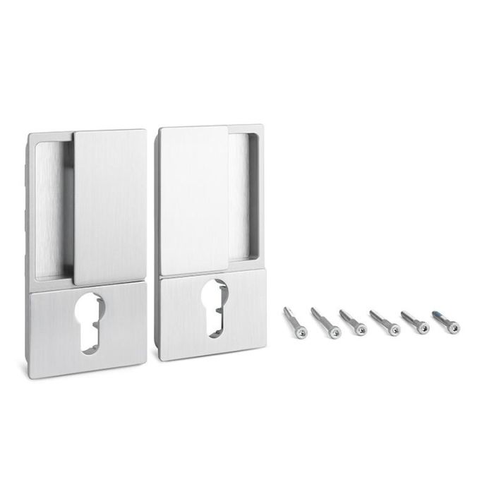 CERRAD/PICAP. MAGNETICOS Manilla Wave Enrasada para Puerta Corredera con Cerradura Cilindro Europeo - Cromo Satinado, Negro o Blanco Mate