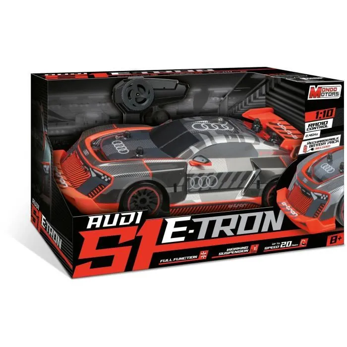 Mondo Motors Coche teledirigido MON1735022458530 Audi S1 E-Tron Escala 1:10 Gris/Rojo