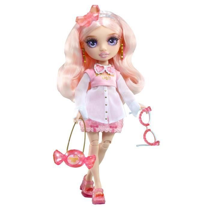 Muñeca rainbow high crystal fashion doll- bella 30 cm .con 5 accesorios y un anillo para ti