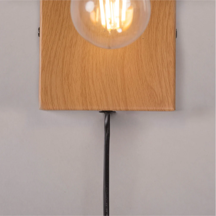 Sato Aplique de Pared SKD-W1022 Madera y Metal Luz de Lectura Bombilla E27 4