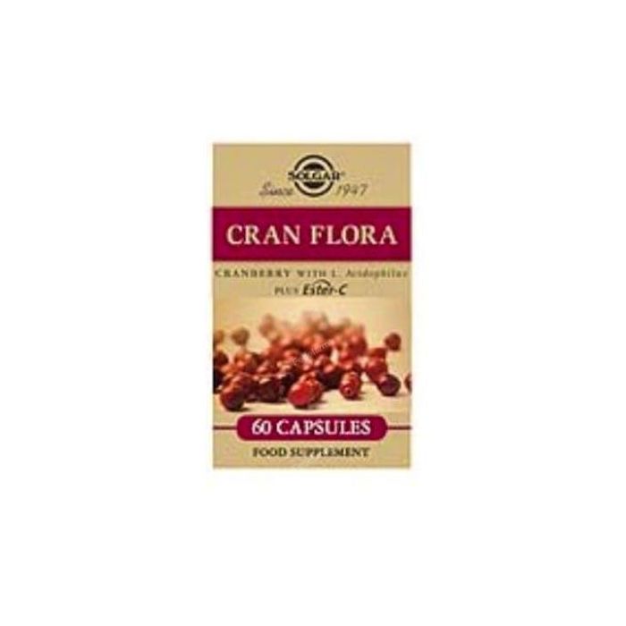 SOLGAR Cran Flora Arándano Rojo con Probióticos y Vitamina C Ester-C para el Tracto Urinario 60 Cápsulas