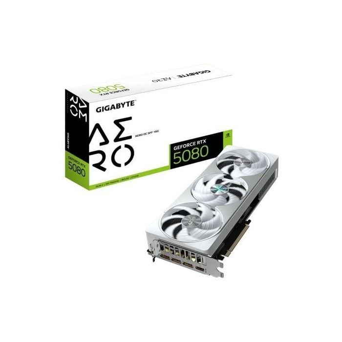 GIGABYTE GV-N5080AERO OC-16GD Tarjeta Gráfica NVIDIA GeForce RTX 5080 AERO OC SFF 16GB GDDR7 PCIe 5.0 2730MHz WINDFORCE 3X GIGABYTE GV-N5080AERO OC-16GD Tarjeta Gráfica NVIDIA GeForce RTX 5080 AERO OC SFF 16GB GDDR7 PCIe 5.0 2730MHz WINDFORCE 3X