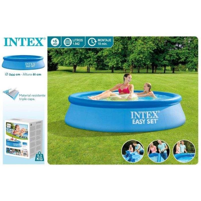 Intex Piscina Hinchable Redonda Easy Set 244x61 cm de Diámetro, 1942 Litros de Capacidad, Material PVC, Para Niños +6 Años 14 Intex Piscina Hinchable Redonda Easy Set 244x61 cm de Diámetro, 1942 Litros de Capacidad, Material PVC, Para Niños +6 Años 14