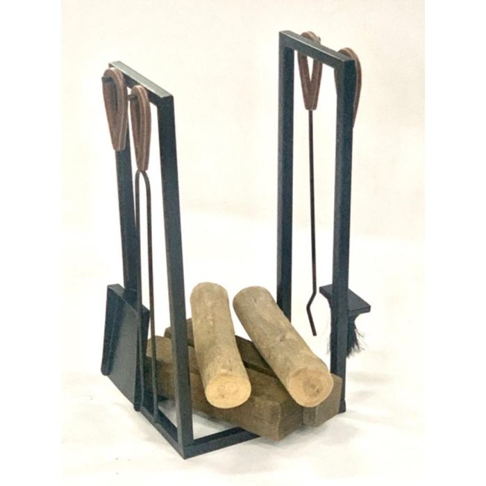 DKD Home Decor Leñera Loft Negra Desmontable de Acero y Aluminio 56 cm Alto - Set de 4 1