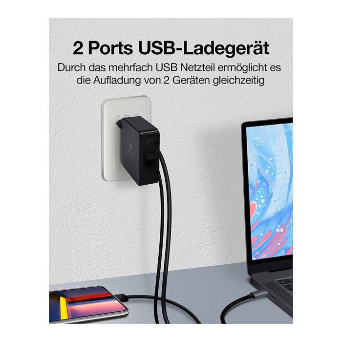 ICY BOX IB-PS101-PD Fuente Alimentación Universal USB-C para Portátil 90W con Cable de 1.8m 3