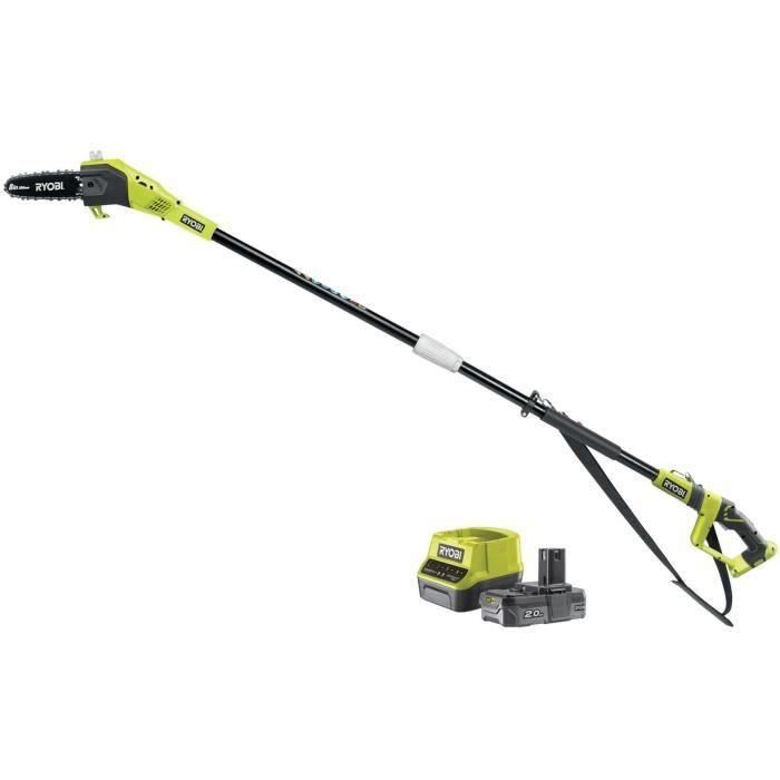 Podadora de altura - RYOBI - Guía de 20 cm - 5,5 m/s - Guía inclinada 15° - 1 batería de 18 V 2 Ah y 1 cargador Podadora de altura - RYOBI - Guía de 20 cm - 5,5 m/s - Guía inclinada 15° - 1 batería de 18 V 2 Ah y 1 cargador