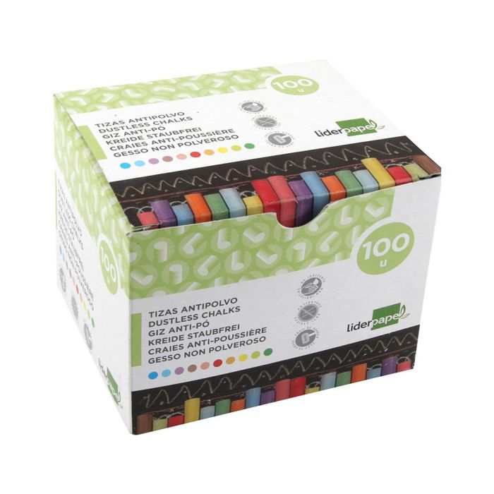 Tiza Color Antipolvo Liderpapel Caja De 100 Unidades Colores Surtidos 3