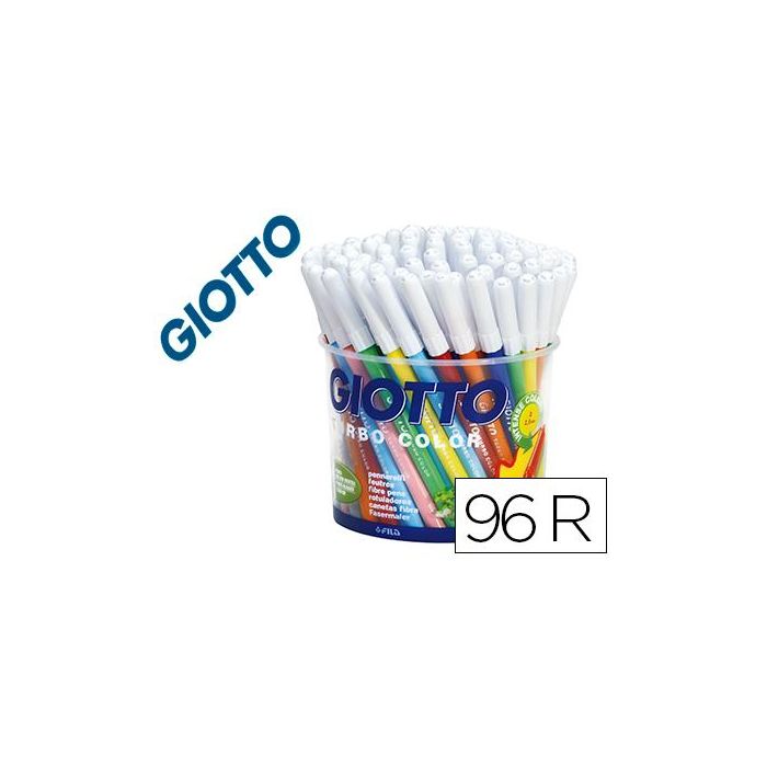 Rotulador Giotto Turbo Color Bote De 96 Unidades 12 Colorespor 8 Unidades De Cada Color Lavables Con Punta Bloqueada