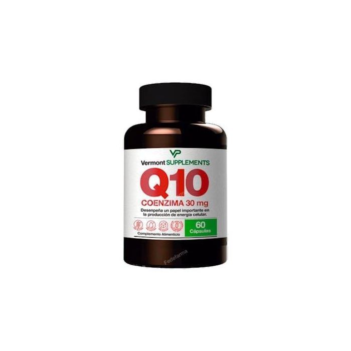 VERMONT SUPPLEMENTS Coenzima Q10 30mg, 60 perlas. Antioxidante, cardiovascular e inmunitario.