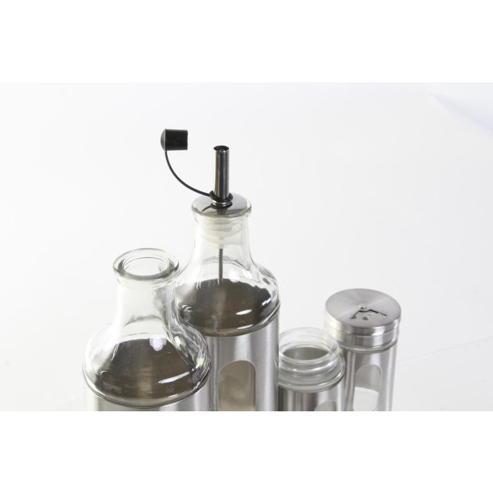 DKD Home Decor Vinagrera Plateado Inox y Cristal Set de 4 Piezas 22x5.4x22 cm 3 DKD Home Decor Vinagrera Plateado Inox y Cristal Set de 4 Piezas 22x5.4x22 cm 3