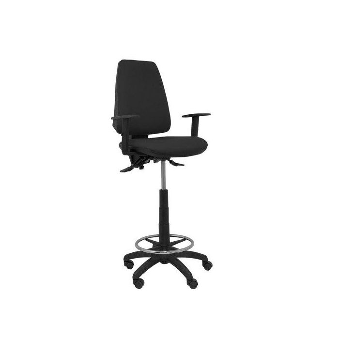 Taburete Piqueras Y Crespo Elche S Brazos Regulables Ergonomico Mecanismo Asincro Regulable En Altura Aro Reposapies Cromado Ruedas Nailon Asiento Y Respaldo Tapizados Bali Negro