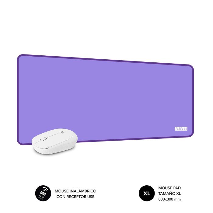 Subblim Mouse Pad Harmony Pack XL + Wireless Mouse Purple SUBMP-03HP002 1