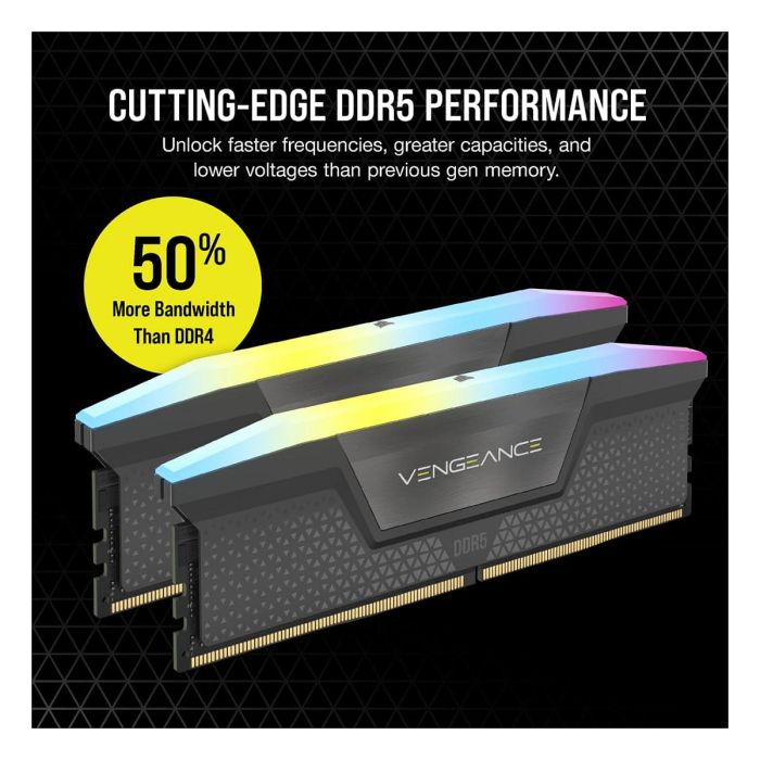 Corsair CMH64GX5M2B5200Z40K Kit 64GB (2x32GB) DDR5 5200MHz CL40 Vengeance RGB 6