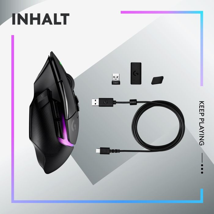 Logitech G502 X PLUS EER2 Ratón Gaming Inalámbrico Óptico 25600 DPI LIGHTSPEED HERO 25K Negro 7 Logitech G502 X PLUS EER2 Ratón Gaming Inalámbrico Óptico 25600 DPI LIGHTSPEED HERO 25K Negro 7