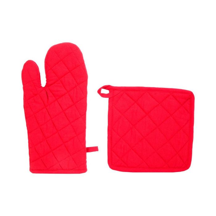 Atmosphera Conjunto guante y manopla de algodón color rojo para barbacoa o cocina 0 Atmosphera Conjunto guante y manopla de algodón color rojo para barbacoa o cocina 0