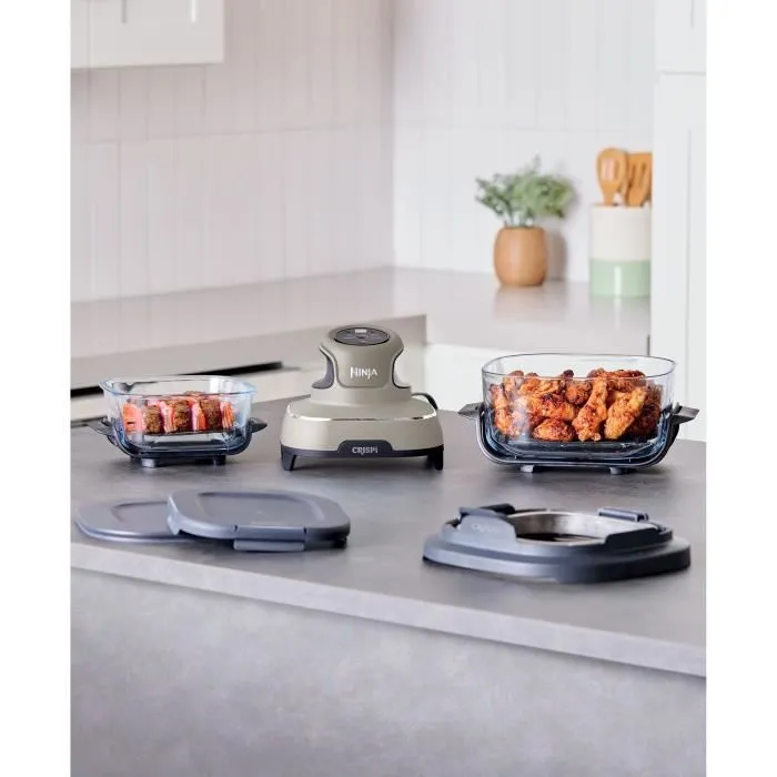 Ninja Freidora Portátil Sin Aceite CRISPI, NIN0622356317610, Recipientes 1.4L y 3.8L, 4 Programas, 1400W, Color Beige 1
