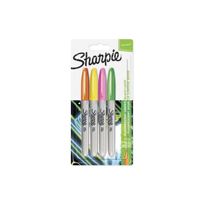 Rotulador Permanente Sharpie Neon F Blister De 4 (Amarillo, Rosa, Verde, Naranja)