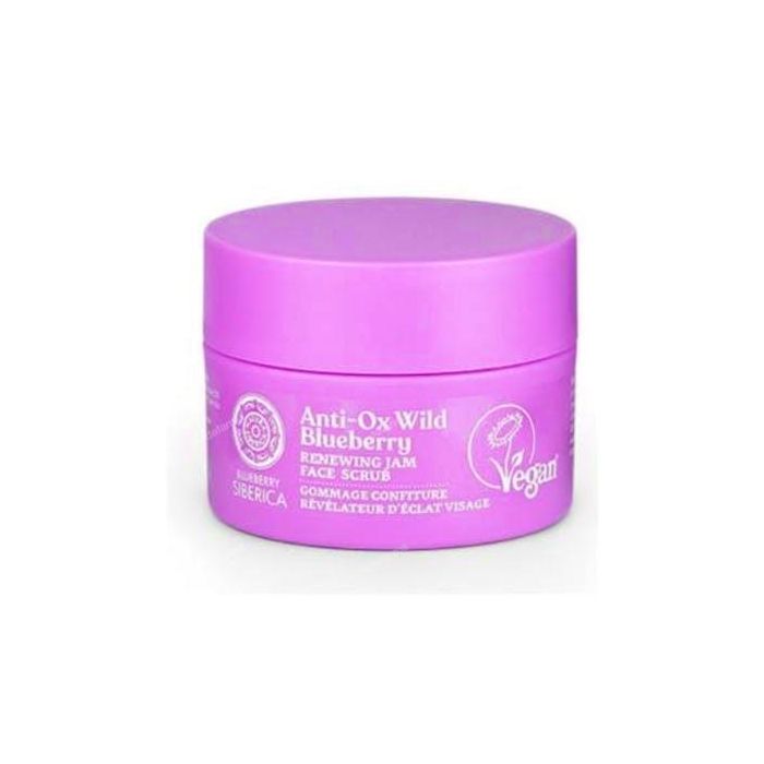 Natura Siberica Anti-Ox Wild Blueberry Exfoliante Facial 50ml con Ácido Glicólico y Granos de Azúcar Vegano