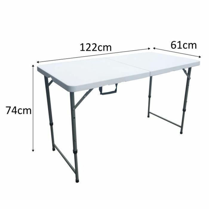 Mesa Plegable de 120 cm para 4 Personas, uso Interior y Exterior. Tubos de Acero con Recubrimiento en Polvo Ø 25x1mm. Soporta 110 kg, Ligera. 1