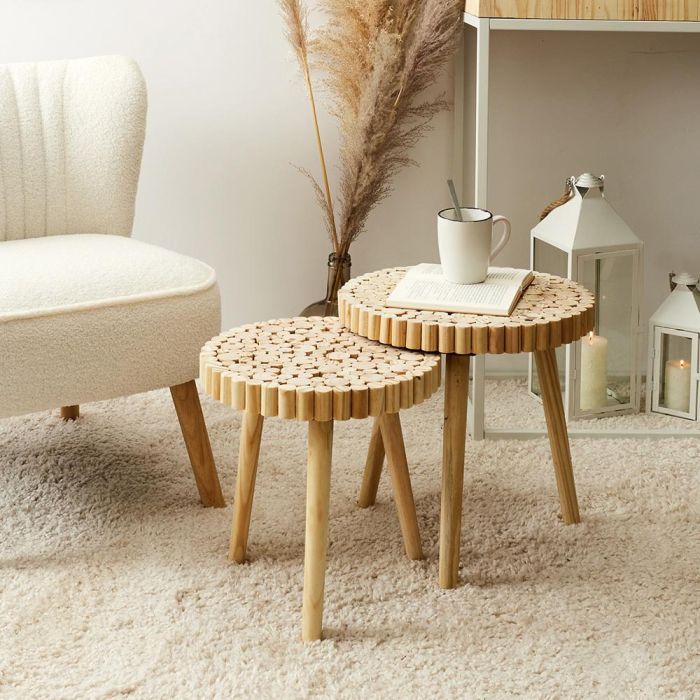 Home Deco Factory Juego de 2 Mesas Nido Rondin Colección Natural 3 Home Deco Factory Juego de 2 Mesas Nido Rondin Colección Natural 3