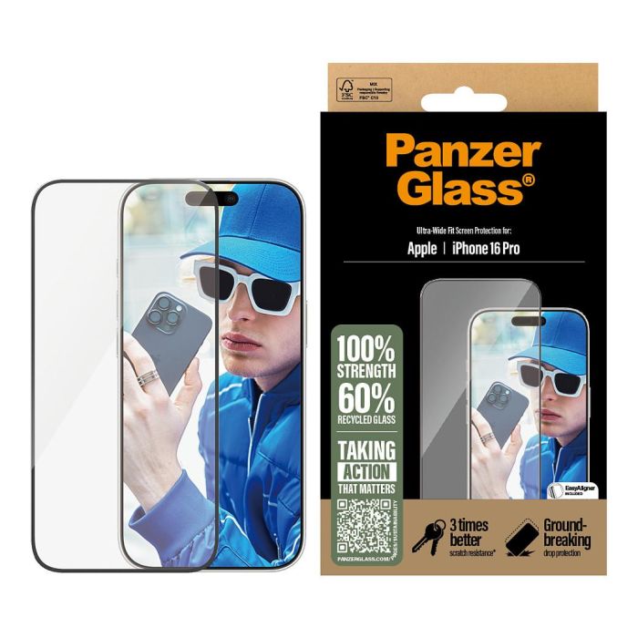 PanzerGlass iPhone 16 Pro UWF Protector de Pantalla para iPhone 16 Pro Ultra-Wide Fit Resistente a Rayones y Golpes Transparente Vidrio Templado PanzerGlass iPhone 16 Pro UWF Protector de Pantalla para iPhone 16 Pro Ultra-Wide Fit Resistente a Rayones y Golpes Transparente Vidrio Templado