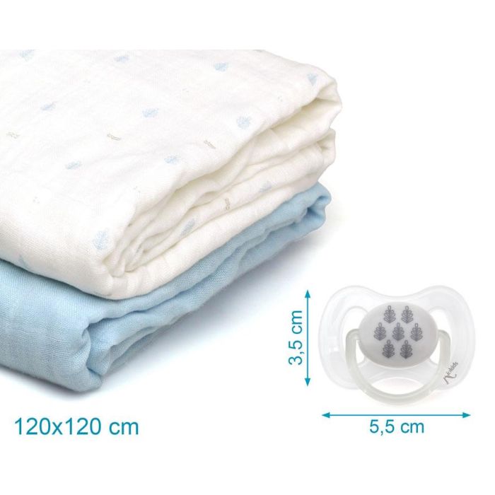 Set 2 Muselinas Y Chupetes +0 Azul 3